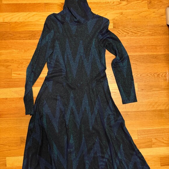 Otto D'ame Glittery Chevron Pattern Fit 'N Flare Dress - Picture 5 of 11